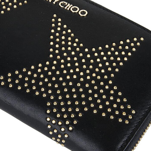 JIMMY CHOO ジミーチュウコピー Filipa スタースタッドラウンドファスナー長財布 142FILIPALTS-BLACK
